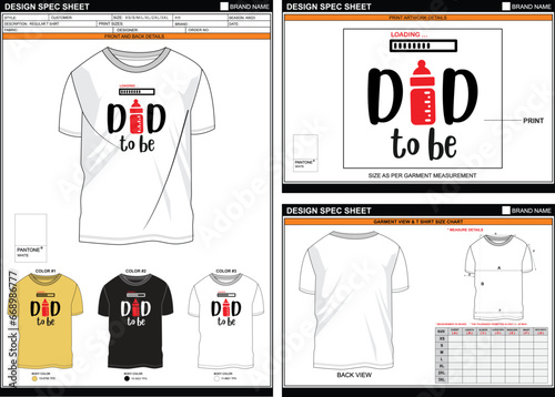 FAMILY DADDY LOADING COMING STREETWEAR VECTOR DIGITAL DTG DTF HEAT TRANSFER STICKER SUBLIMATION PRINT MEN BOYS REGULAR T SHIRT TECHPACK MEASUREMENT LAYOUT TEMPLATE DESIGN
