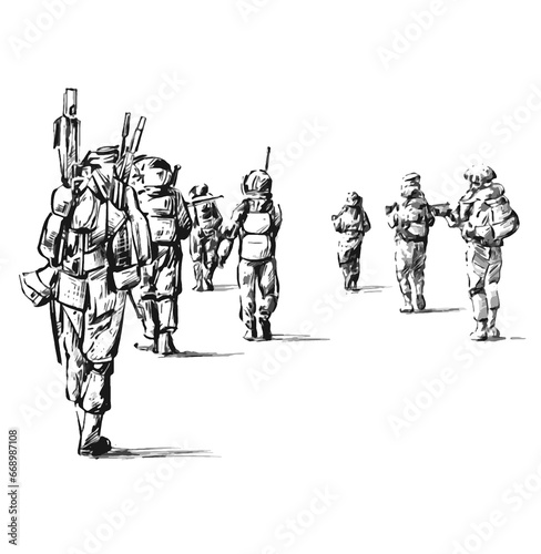Drawing of soldier ground operation 