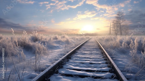 The serene beauty of a snow-covered meadow, interrupted only by the tracks of wandering wildlife.