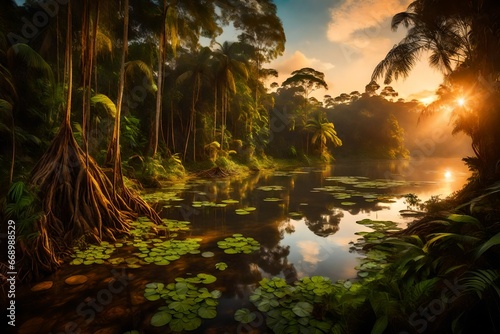 tropical jungle sunset