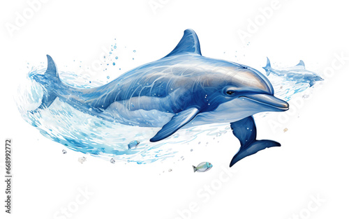 Dazzling a Beautiful Dolphin Fish Isolated on Transparent Background PNG.