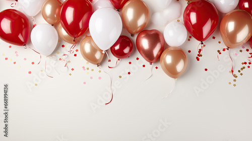 red birthday  balloons on a white background