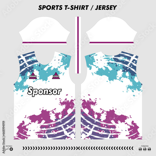 Vector t-shirt sport design, sublimation jersey, mockup cutting