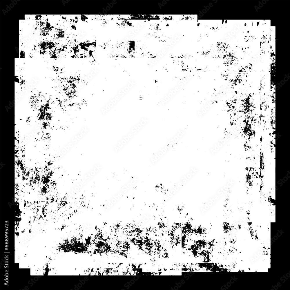 The frame is in grunge style. Black frame on white background. Paint strokes framing