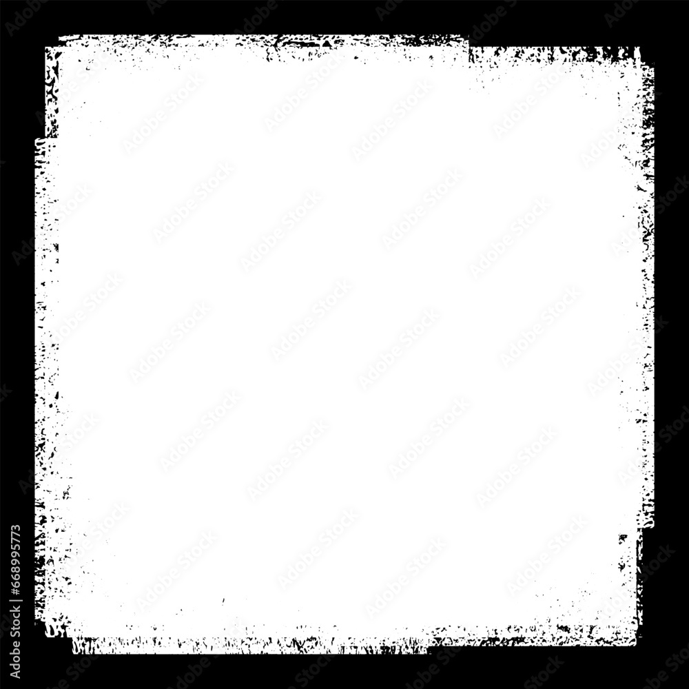 The frame is in grunge style. Black frame on white background. Paint strokes framing