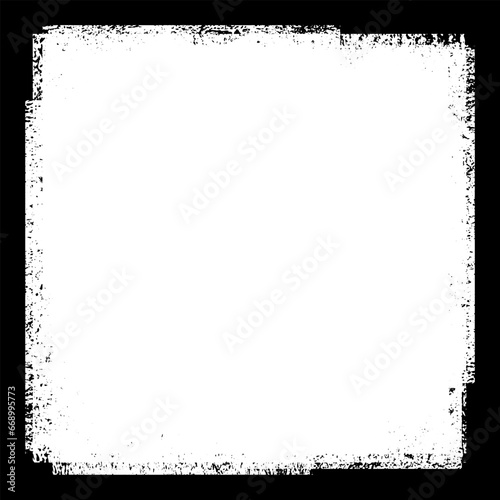 The frame is in grunge style. Black frame on white background. Paint strokes framing
