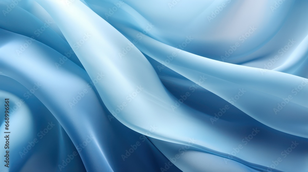 Layers of Silk: Abstract Blue Background AI Generated