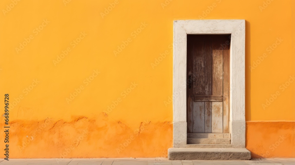 Fototapeta premium Minimalistic Pale Orange Door AI Generated