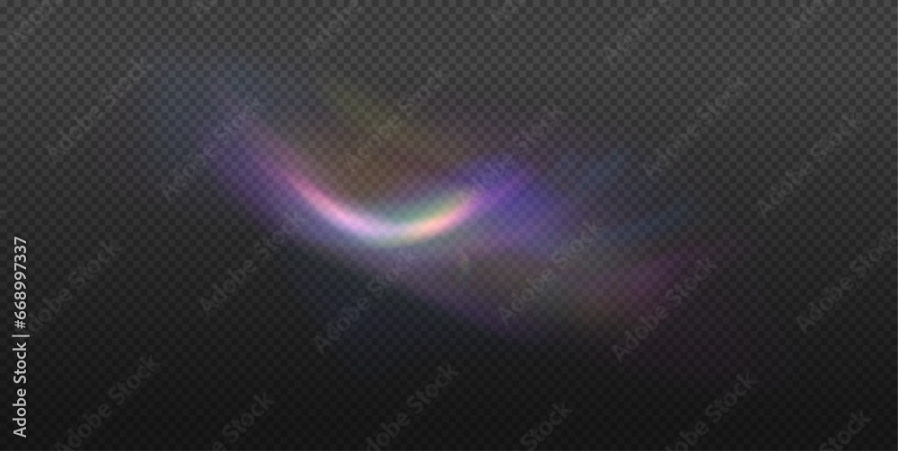 Obraz premium Colourful vector lens, crystal rainbow light and flare transparent effects. Soft shadow form window and plants, light overlay effect. 