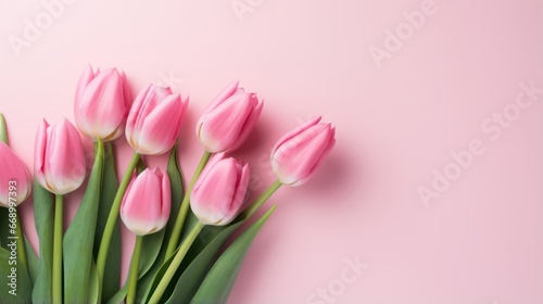 Minimalistic Arrangement of Pink Tulips AI Generated