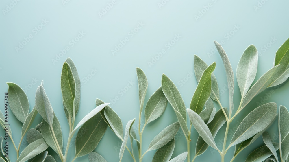 Obraz premium Minimalistic Superb Clean Image of Sage Leaves AI Generated