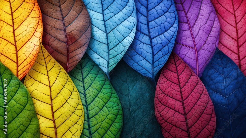 Colorful Veined Leaves Pattern AI Generated