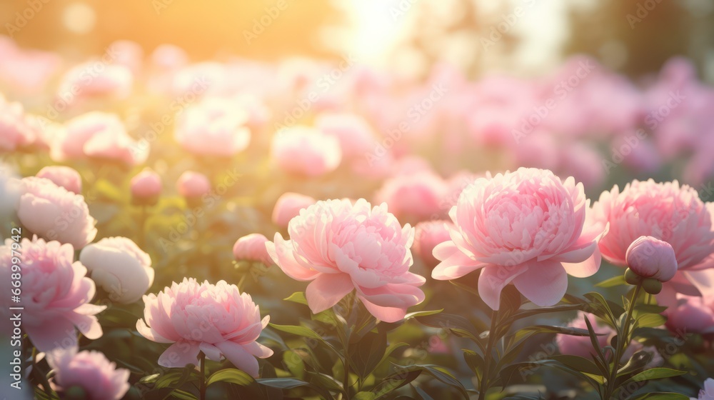 Beautiful Peonies Glowing in a Summer Garden AI Generated Beautiful Peonies Glowing in a Summer Garden AI Generated