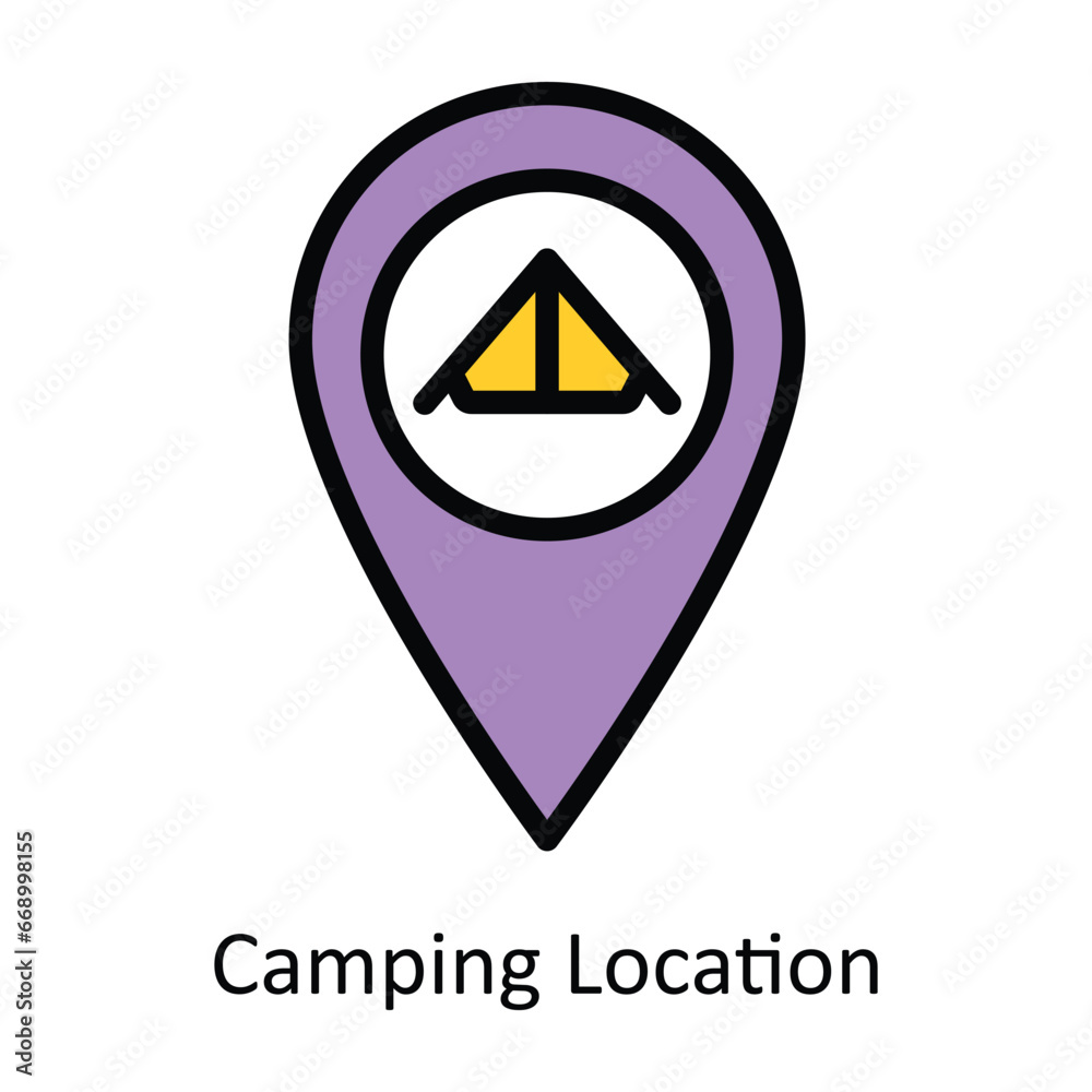 camping location vector Filled outline Design illustration. Symbol on White background EPS 10 File camping location vector Filled outline Design illustration. Symbol on White background EPS 10 File
