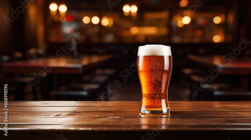 Beer on a Restaurant Table: Minimalistic and Superb Clean Image AI Generated