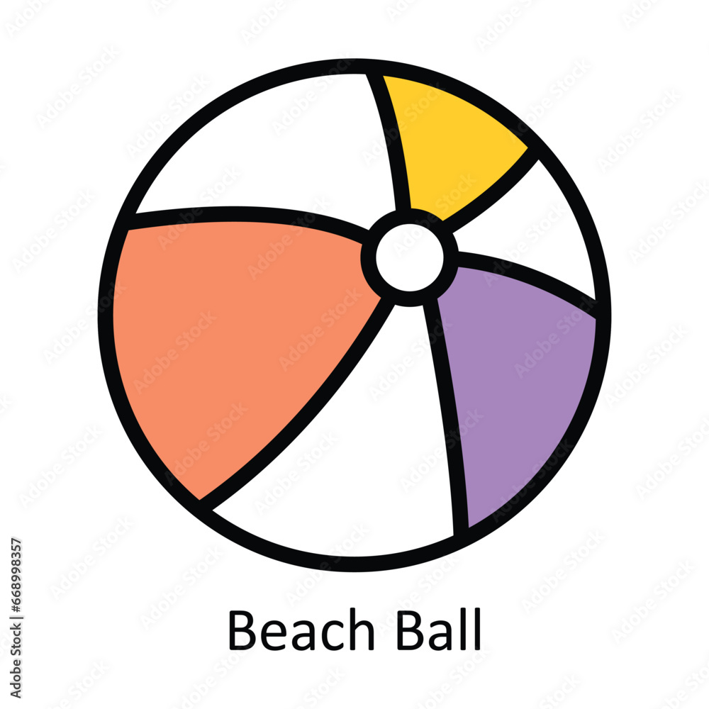 Beach Ball vector Filled outline Design illustration. Symbol on White background EPS 10 File Beach Ball vector Filled outline Design illustration. Symbol on White background EPS 10 File