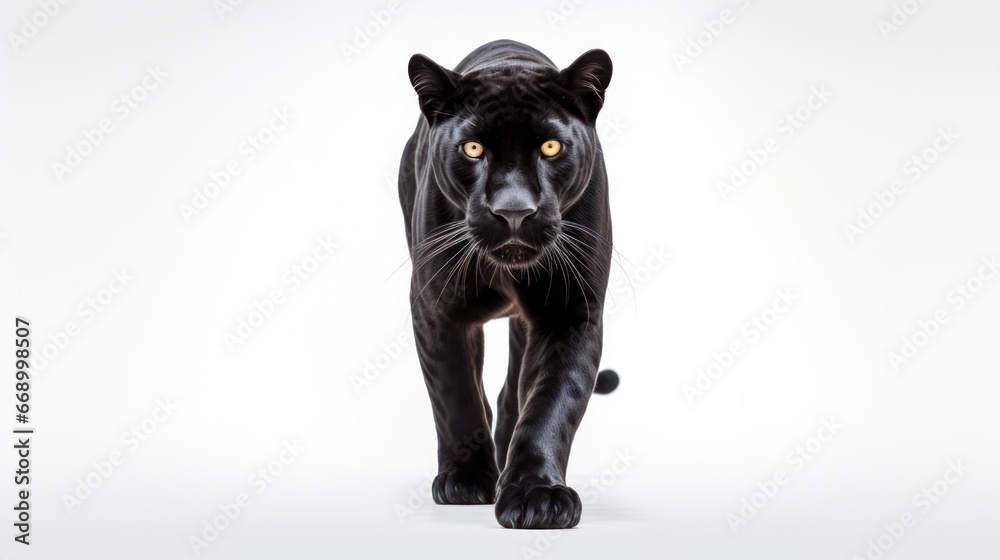 Minimalistic Superb Clean Image of a Black Panther on White Background AI Generated