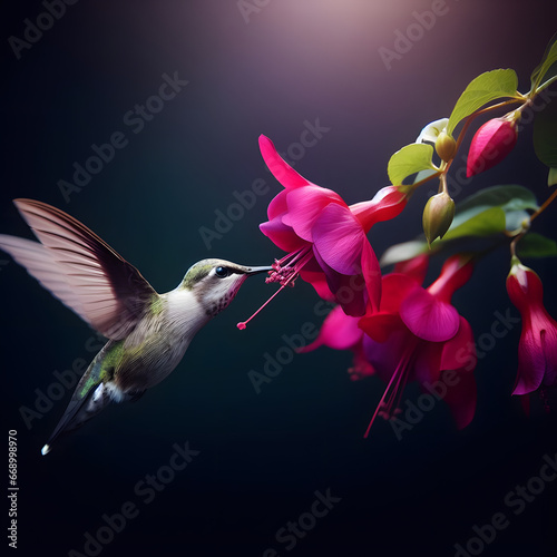 hummingbird on flower © Channat