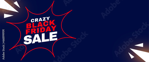 modern black friday crazy sale offer banner with comic expression