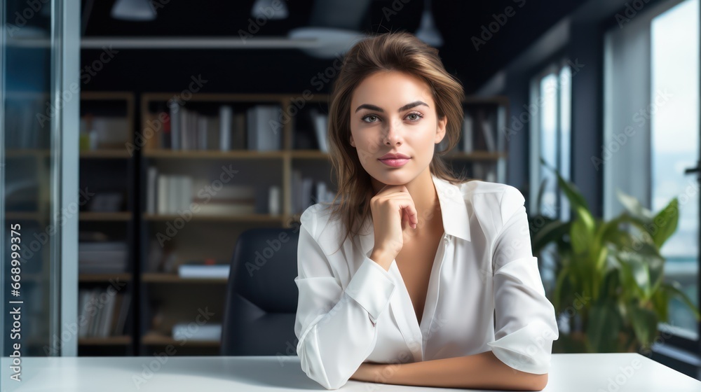 Minimalistic Superb Clean Image of Business Woman at Workplace AI Generated Minimalistic Superb Clean Image of Business Woman at Workplace AI Generated
