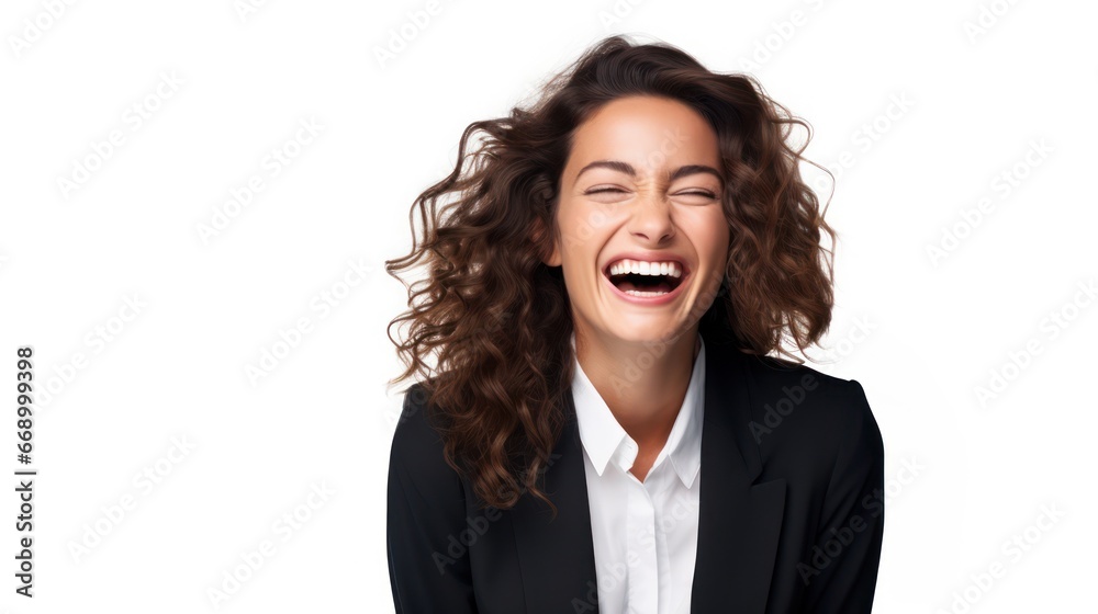 Minimalistic Superb Clean Image of Laughing Business Woman AI Generated