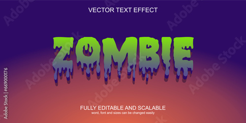 3D TEXT effect zombie scary template vector free