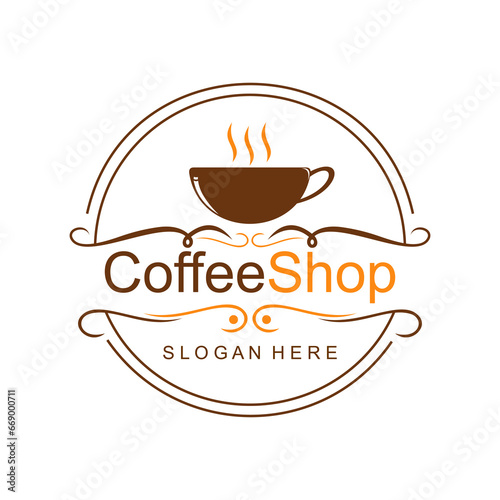Fototapeta Naklejka Na Ścianę i Meble -  vector image of a coffee shop symbol or logo, on a white background.