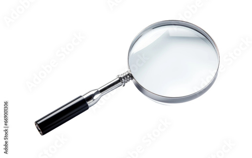 Amazing White Magnifying Glass with Black Handle Isolated on Transparent Background PNG.