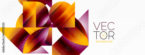 Serene gradient template. Circles and triangles mingle in minimalist perfection. Gentle fusion of forms and hues creates balanced yet captivating backdrop, embodying modern sophistication