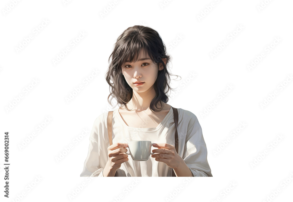 Japanese_woman_holding_a_cup_of_coffee._Drink_morning_ Japanese_woman_holding_a_cup_of_coffee._Drink_morning_
