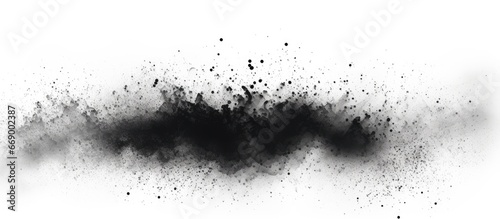 Black dust bursts on a white backdrop