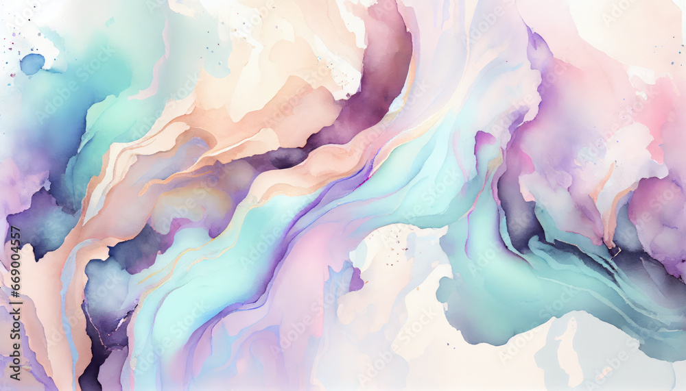 Abstract Watercolor Background in pastel color. Luxury Watercolour Backdrop. Pink, blue, beige, white  waves color