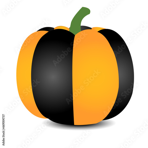 Halloween pumpkin with orange and black colors, traditional colors of Halloween.