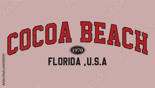 COCOA BEACH,FLORIDA,varsity,slogan graphic for t-shirt,vector