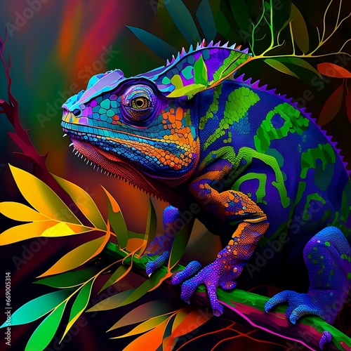 Digital Art of a Chameleon