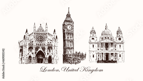Vector Graphics with City name and Sketches ,London,United Kingdom