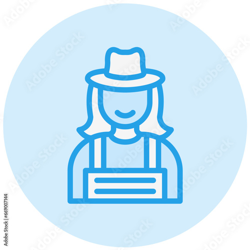 Lady Farmer Vector Icon Design Illustration