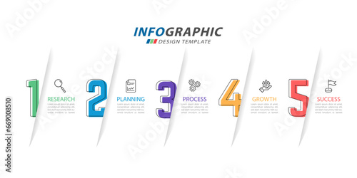 Timeline Creator infographic template. 5 Step timeline journey, calendar Flat simple infographics design template. presentation graph. Business concept with 5 options, number vector illustration.