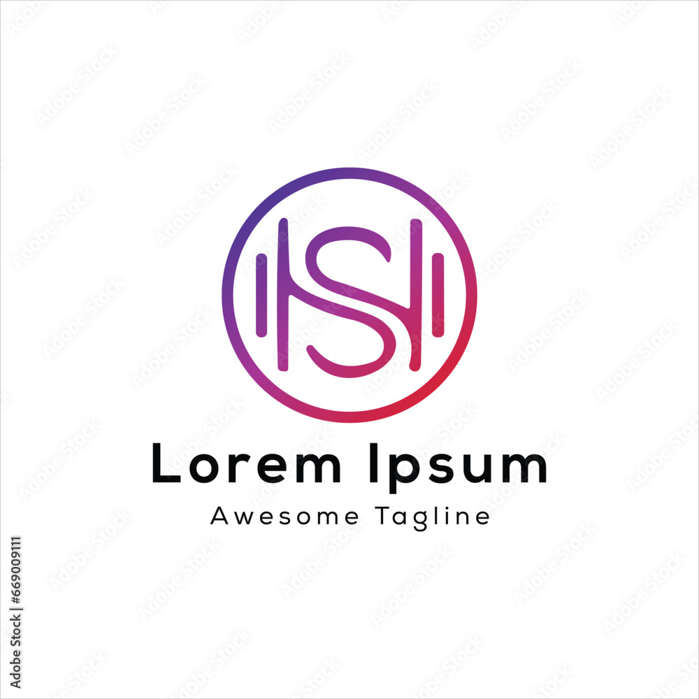 HS letter initial creative logo design