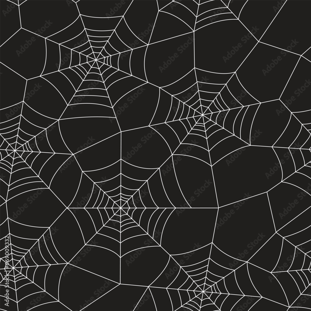 Halloween seamless pattern, seamless pattern of spider web on black background.