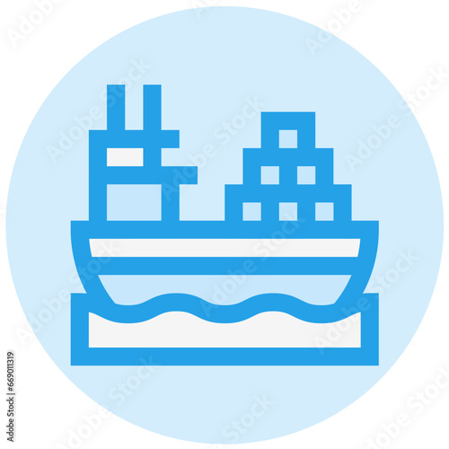 Cargo Ship Vector Icon Design Illustration