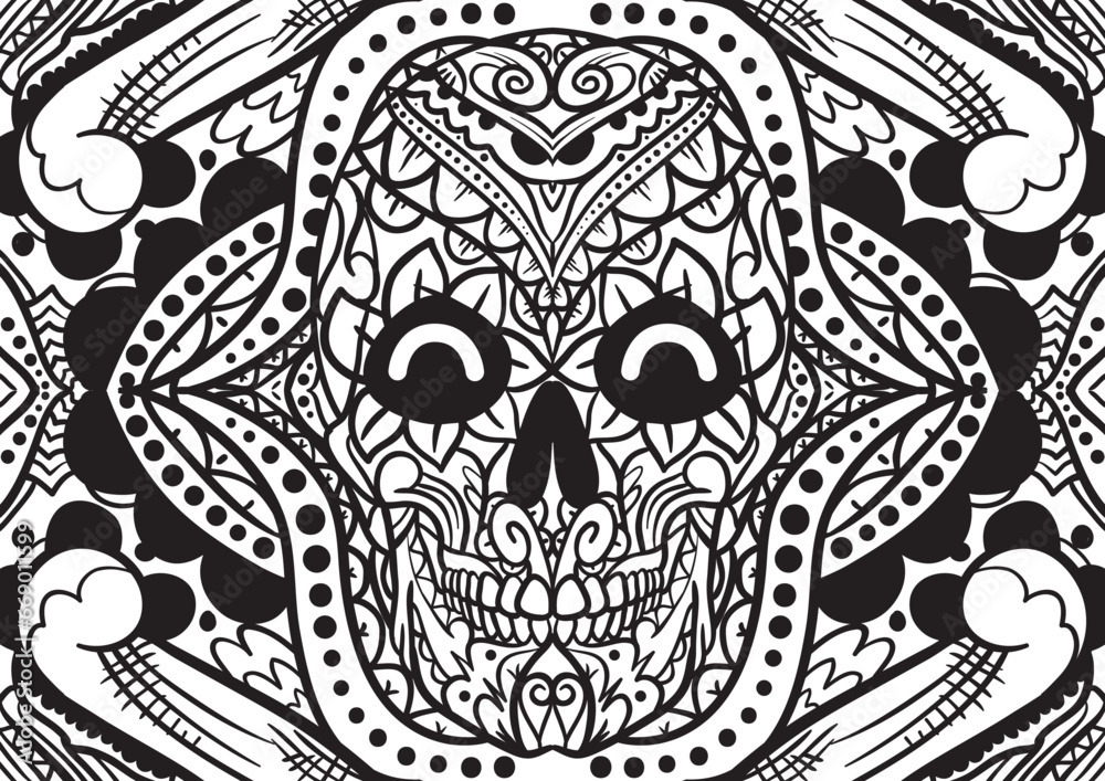 Abstract vector ornament flower pattern with hand drawn lines. You can use any color of background Abstract vector ornament flower pattern with hand drawn lines. You can use any color of background