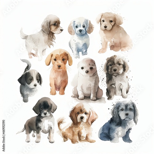 Adorable Illustration of Cute Puppies