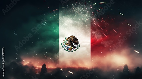 Mexican flag and cartoon characters wearing the flag,AI generated.
