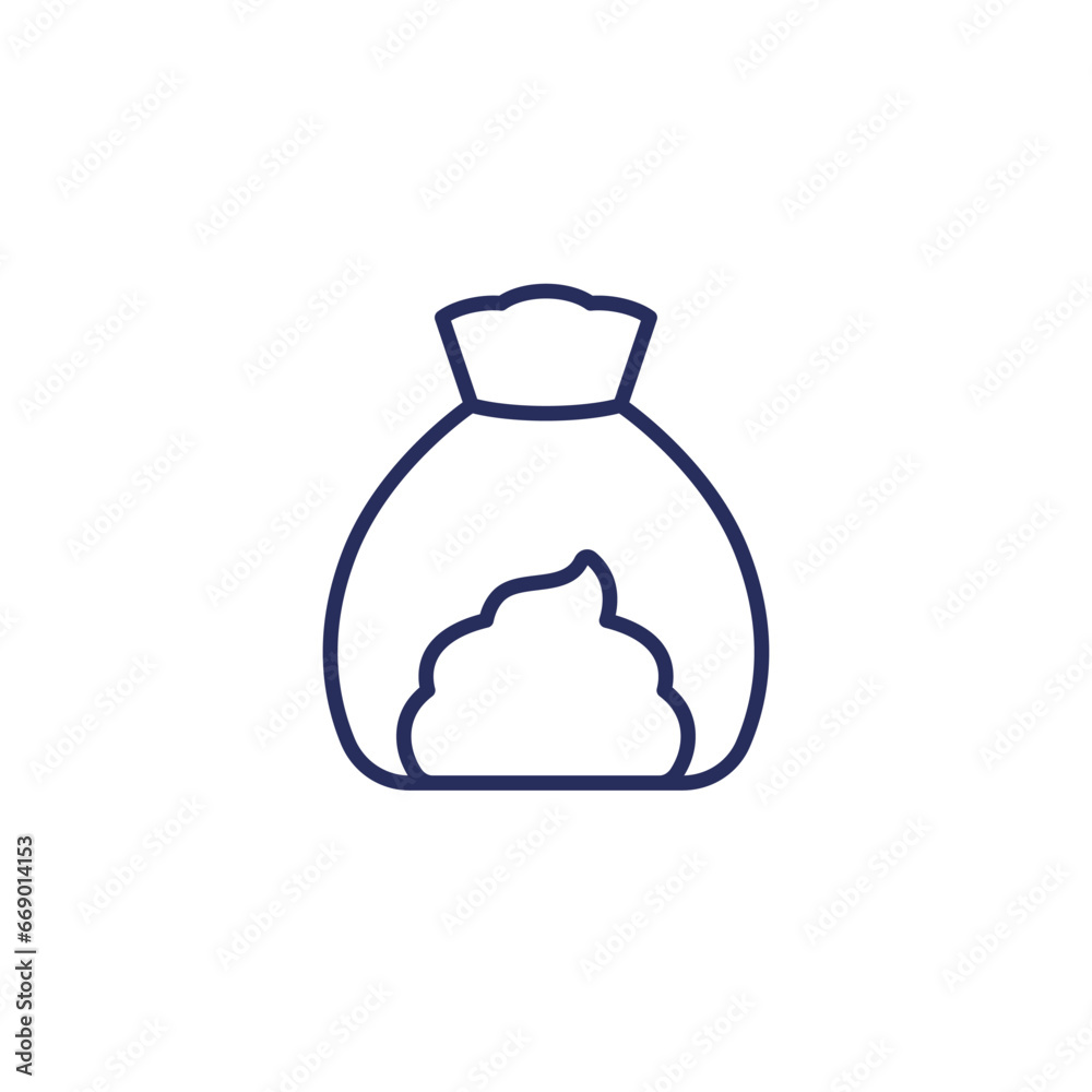 dog poop in bag line icon dog poop in bag line icon