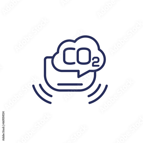 co2 sensor line icon, carbon dioxide alarm vector