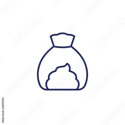 dog poop in bag line icon