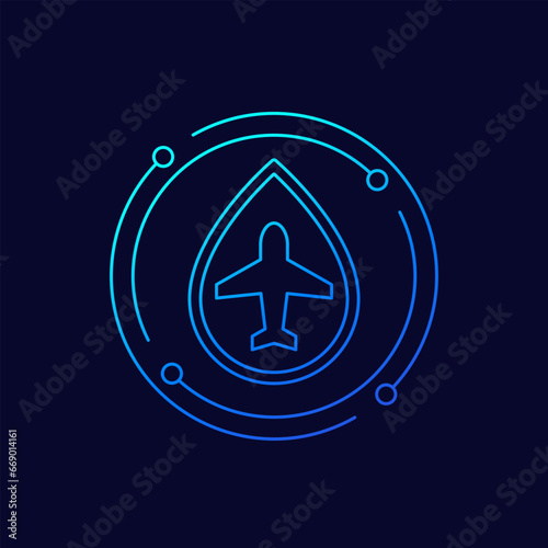 jet fuel icon with an airplane, linear design
