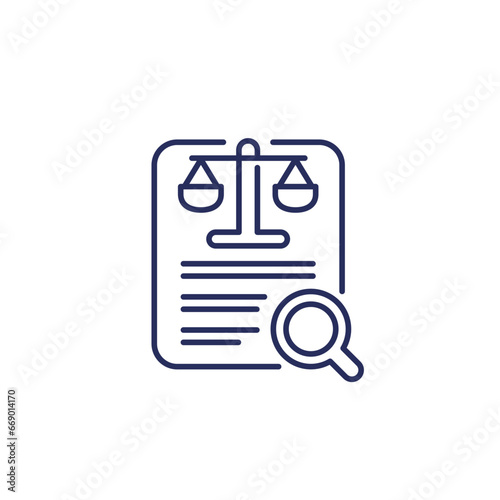 legal document search icon, line vector