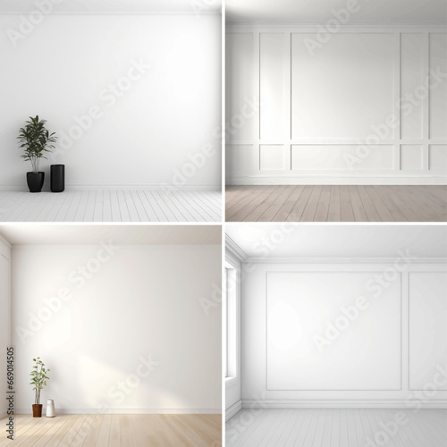 empty white room Victorian three-dimensional parquet mock render panel living sofa furniture loft 3d up contemporary